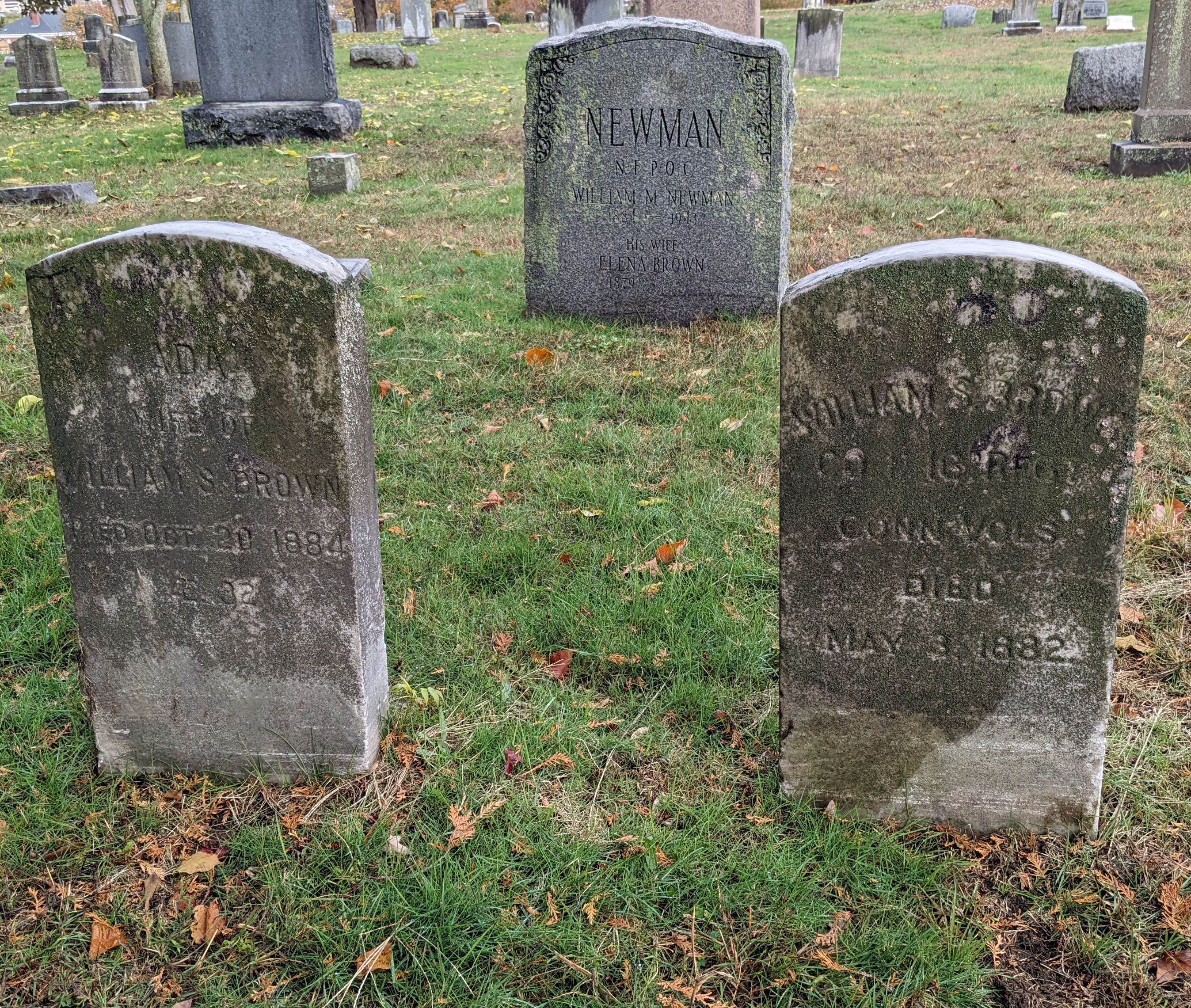 Headstones of Ada Kinney Brown and William Brown